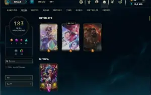 Diamante 3 com TODOS os champs e 183 Skins + 10 Vitoriosas
