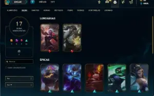 Conta Unranked com 35 Champs e 17 Skins