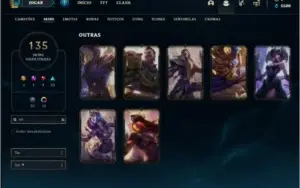 Conta platina 3 nas duas filas com 155 champs e 135 skins