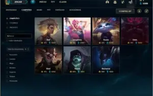 Conta platina 3 nas duas filas com 155 champs e 135 skins