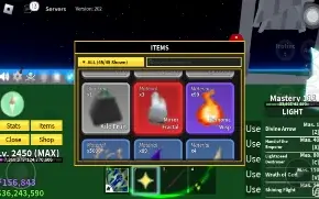 conta lvl max blox fruits com light awk GH Soul guitar