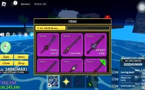 conta lvl max blox fruits com light awk GH Soul guitar