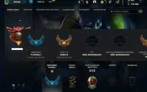 Platina 1 com TODOS os champs e 159 Skins ( Nivel 508 )