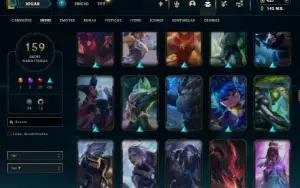 Platina 1 com TODOS os champs e 159 Skins ( Nivel 508 )