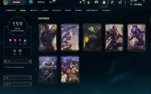 Platina 1 com TODOS os champs e 159 Skins ( Nivel 508 )
