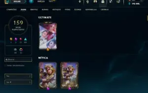 Platina 1 com TODOS os champs e 159 Skins ( Nivel 508 )