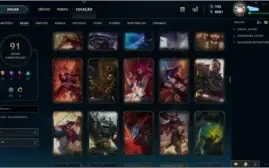 Conta LoL Platina 4, 91 Skins e Faltando apenas 8 Campeões.