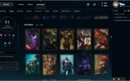 Conta LoL Platina 4, 91 Skins e Faltando apenas 8 Campeões.