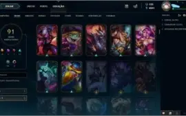 Conta LoL Platina 4, 91 Skins e Faltando apenas 8 Campeões.