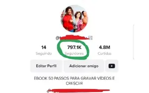 Vendo perfil no TikTok com aproximadamente 800mil seguidores