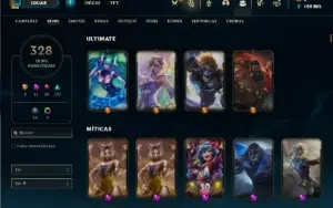 Conta bronze 1 com TODOS os champs e 328 Skins + 8 Prestigio