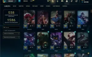 Conta bronze 1 com TODOS os champs e 328 Skins + 8 Prestigio