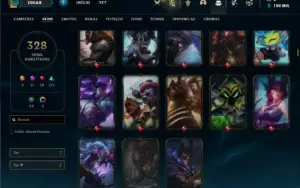 Conta bronze 1 com TODOS os champs e 328 Skins + 8 Prestigio
