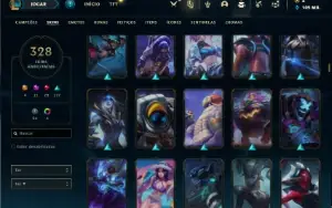 Conta bronze 1 com TODOS os champs e 328 Skins + 8 Prestigio