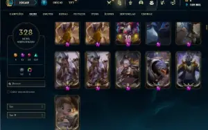 Conta bronze 1 com TODOS os champs e 328 Skins + 8 Prestigio