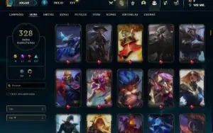 Conta bronze 1 com TODOS os champs e 328 Skins + 8 Prestigio