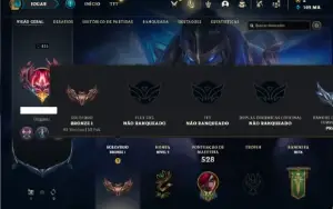 Conta bronze 1 com TODOS os champs e 328 Skins + 8 Prestigio
