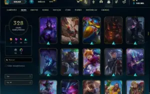 Conta bronze 1 com TODOS os champs e 328 Skins + 8 Prestigio