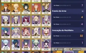 Conta genshin, AR 55 | Itto, Xiao, Kazuha, Eula, Zhongli