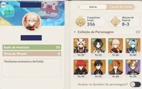 Conta genshin, AR 55 | Itto, Xiao, Kazuha, Eula, Zhongli