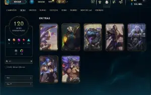 Platina 4 com TODOS os champs e 121 Skins ( MID / JG / TOP )