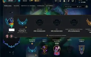 Platina 4 com TODOS os champs e 121 Skins ( MID / JG / TOP )