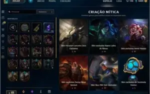 CONTA COM BORDA PLATINA,  10 GEMAS, 117 SKINS + CONTA NO PBE