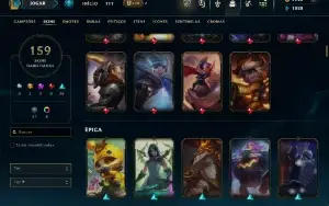 Unranked com TODOS os champs e 159 Skins + 1100 RP