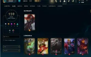 Unranked com TODOS os champs e 159 Skins + 1100 RP