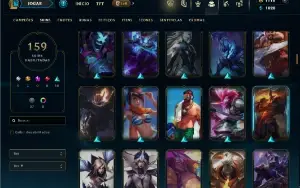 Unranked com TODOS os champs e 159 Skins + 1100 RP