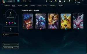 Unranked lv 24 com 25 Champs e 5 Skins + 2 Fragmentos