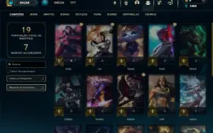 Unranked lv 24 com 25 Champs e 5 Skins + 2 Fragmentos