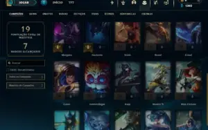 Unranked lv 24 com 25 Champs e 5 Skins + 2 Fragmentos