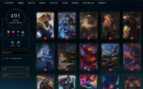 Conta league of legends de 2013 com 491 skins