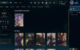 Conta league of legends de 2013 com 491 skins