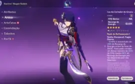 Shogun Raiden com arma assinatura e Maremoto da Lua de Futsu