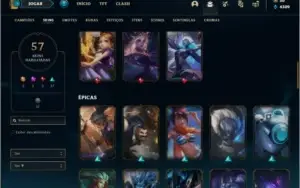 Conta prata 3 com 94 champs e 57 skins