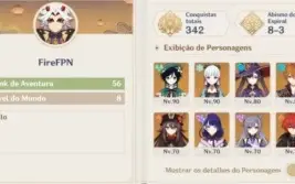 Conta genshin impact com 10 personagens 5 estrelas AR 56