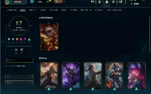 Platina 3 com 45 Champs e 17 Skins +4 Vitoriosas