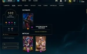 Conta bronze 2 com 91 Champs e 102 Skins + 1 Prestigio