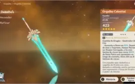 Conta genshin impact AR 38 com 3 personagens 5* e 1 arma 5*