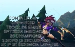 CONTA UNRANKED PLAT S9 26 CAMPEÕES R$120