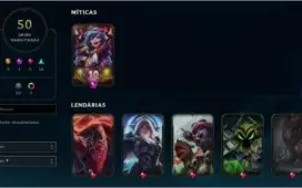 Conta LOL - 50 Skins - Nv 318 - plat iv s/f - 100 Champions