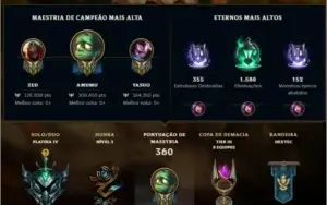 Conta LOL - 50 Skins - Nv 318 - plat iv s/f - 100 Champions
