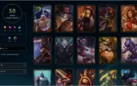 Conta LOL - 50 Skins - Nv 318 - plat iv s/f - 100 Champions