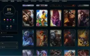 Conta de LoL Platina 4 com 89 skins