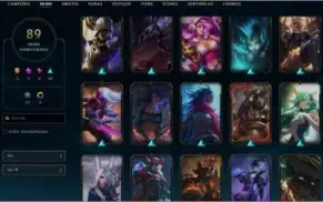 Conta de LoL Platina 4 com 89 skins