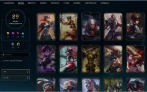 Conta de LoL Platina 4 com 89 skins