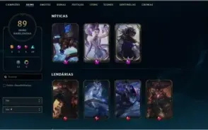 Conta de LoL Platina 4 com 89 skins