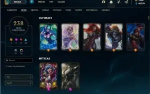 Conta Unranked com TODOS os champs e 338 Skins +8 Vitoriosas